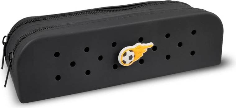 Gifty dubbele siliconen etui zwart met decoratieve pin