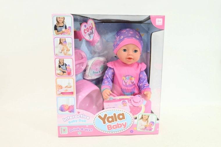 Drink- en plaspop (babypop) met accessoires