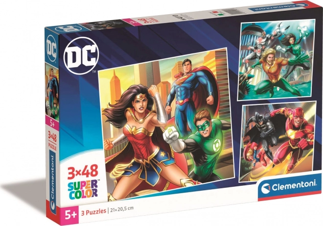 Puzzelset 3×48 stukjes DC Justice League van Clementoni