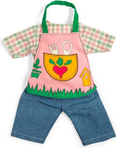 Bigjigs Toys tuinset kleding voor pop 34 cm – broek, blouse en schort