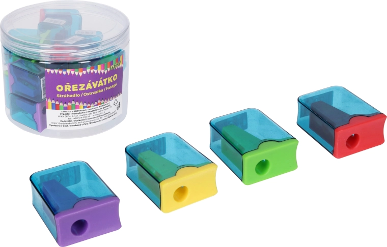 Puntenslijper voor één potlood met reservoir - 4 kleuren