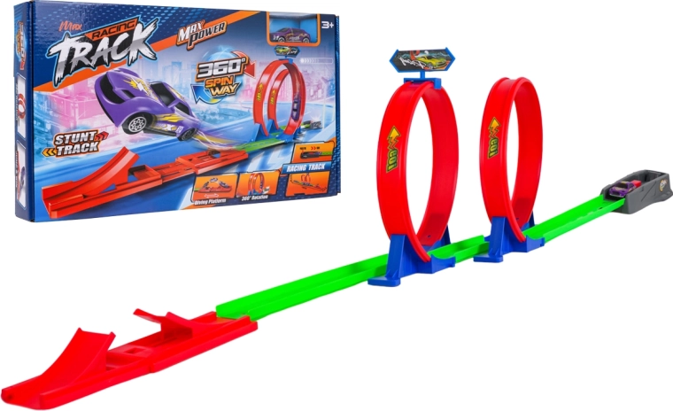 Racebaan met twee loops en autootje