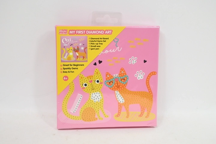 STNUX diamantafbeelding met kittens op een roze achtergrond 15 × 15 cm - 1 stuk