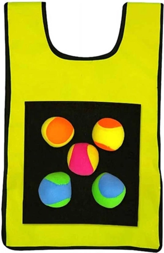 Merco klittenbandvest met 5 zachte ballen geel