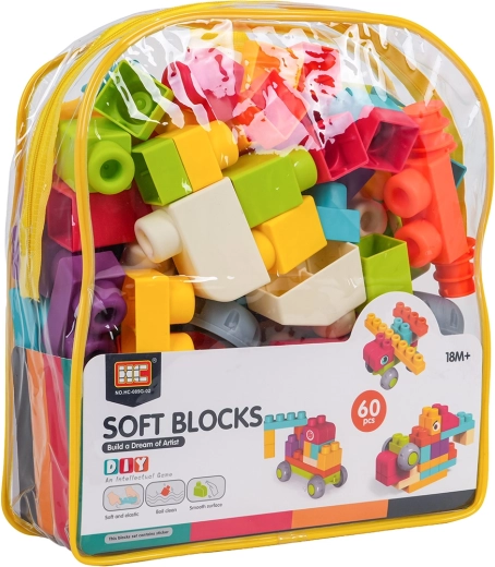 Set van 60 zachte bouwblokken met rugzak