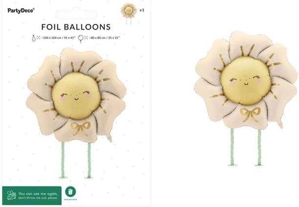 Folie wandelballon bloem lichtbeige 104 × 104 cm