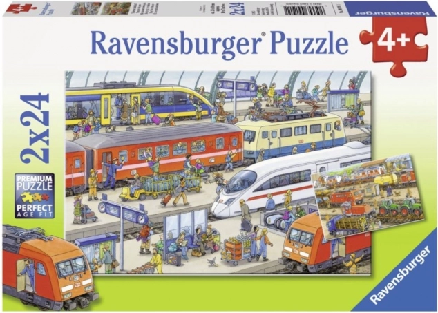 Puzzel Druk treinstation 2x24 stukjes Ravensburger