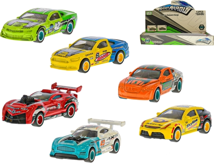 Metalen raceautootje 7 cm met vrijloop – 6 varianten