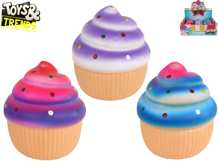 Toys&Trends mega squeeze cupcake – antistress knijp- en rekbaar speelgoed 13 cm (6 stuks, mix kleuren)