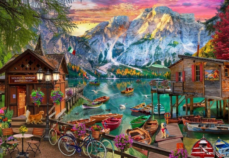 Puzzel Lago di Braies, Italië 1000 stukjes