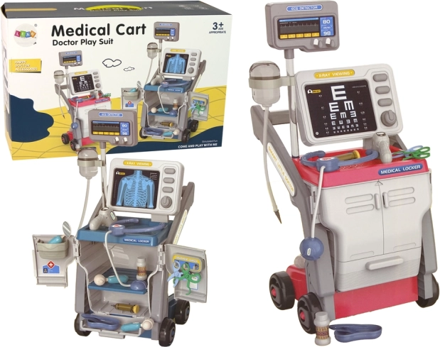 Roze doktersset voor kinderen met stethoscoop en lichtjes