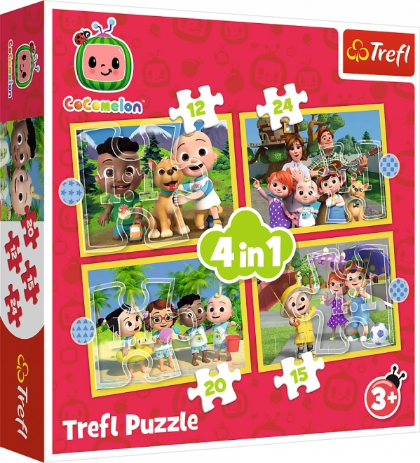 Puzzel 4v1 Cocomelon, Maak kennis met helden Trefl