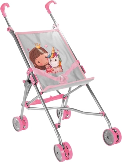 Paraplul kinderwagen voor poppen Unicorn Grey, inklapbaar
