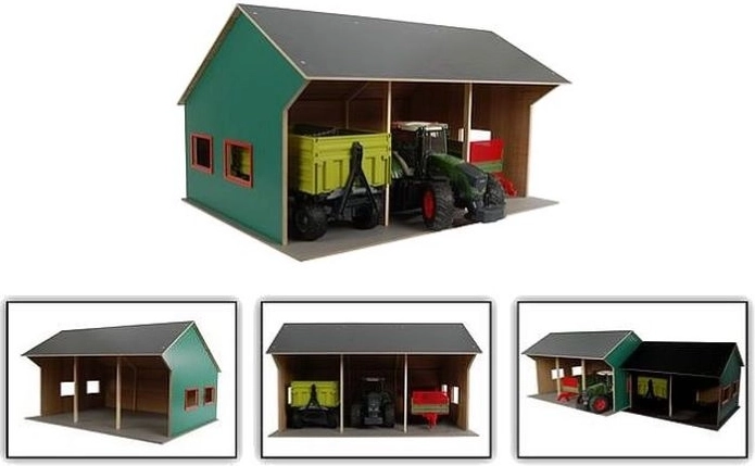 Houten landbouwschuur voor 3 voertuigen 1:16
