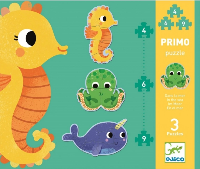 DJECO Puzzel In de zee 3-in-1 (4, 6, 9 stukjes)