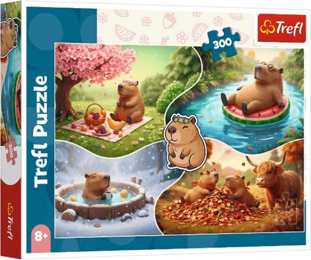 Puzzel 300 stukjes – vier seizoenen met capibara’s