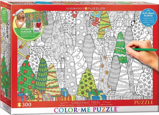 Eurographics Color Me Puzzle kerstboompjes 300 stukjes met ophangset