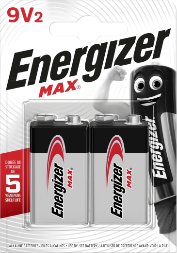 Energizer Max alkaline 9V batterij, 2 stuks