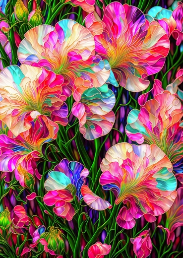 ENJOY puzzel glas-in-lood met pronkerwtbloemen, 1000 stukjes