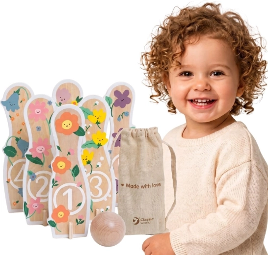 Houten kegels voor kinderen Classic World met bal