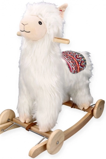 Schommelende alpaca met wieltjes