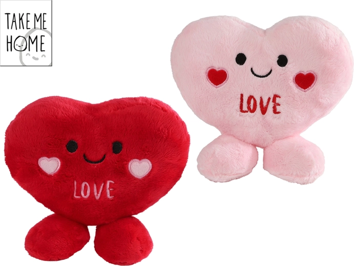 Take Me Home pluchen hart met gezicht 14 cm - 1 stuk