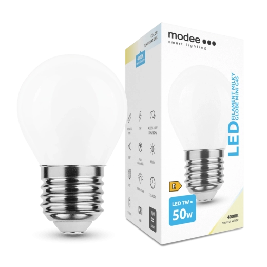 LED filamentlamp Modee Milky Globe Mini E27 7 W neutraal wit