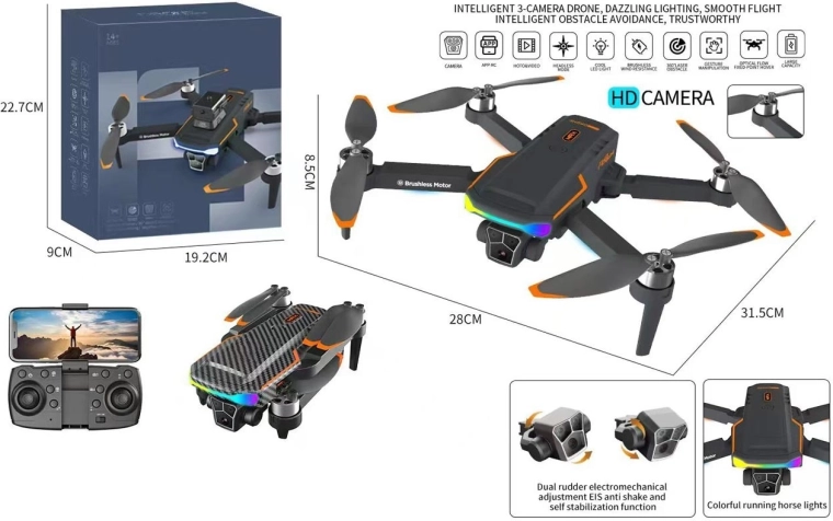 Drone met HD-camera en afstandsbediening, opvouwbare quadcopter met app