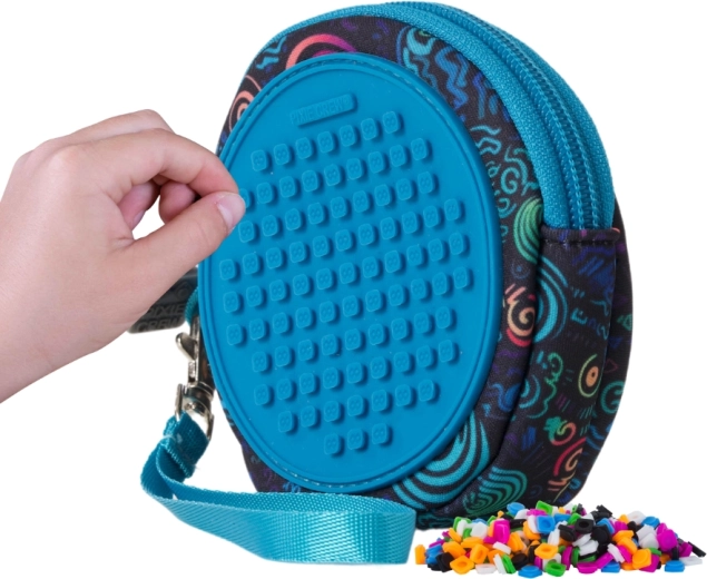 Pixie Crew blauwe ronde pouch Spiral magic met pixels