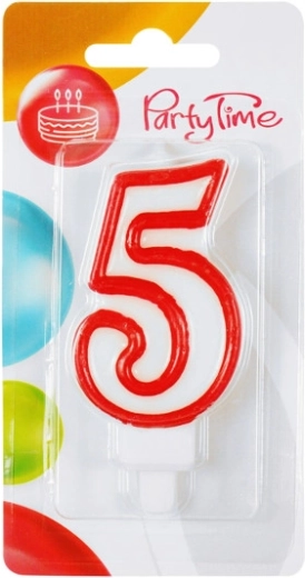 Verjaardagskaars cijfer 5 – rood