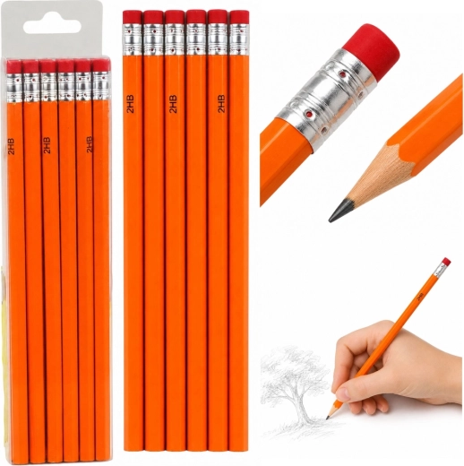 Set potloden 2HB met gum, 12 stuks