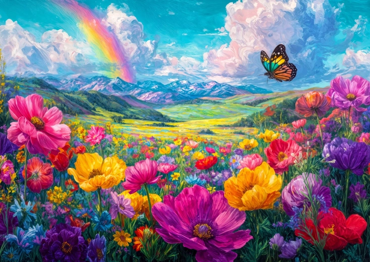 Enjoy puzzel Regenboogweide 1000 stukjes