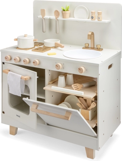 Houten kinderkeuken met vaatwasser