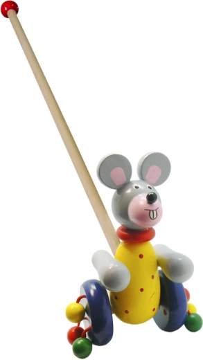 Babu houten muis op stok voor kinderen