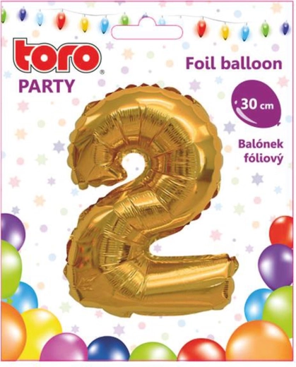 Folieballon cijfer 2 30 cm goud TORO