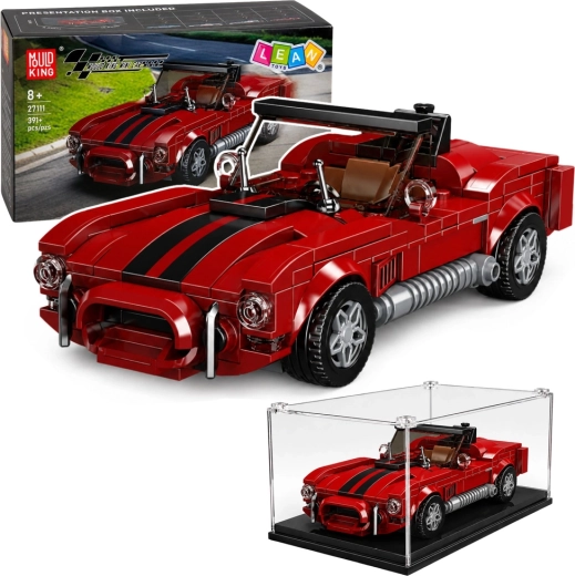 Bouwset S.Cobra – klassieke sportwagen rood met vitrinekast (391 onderdelen)