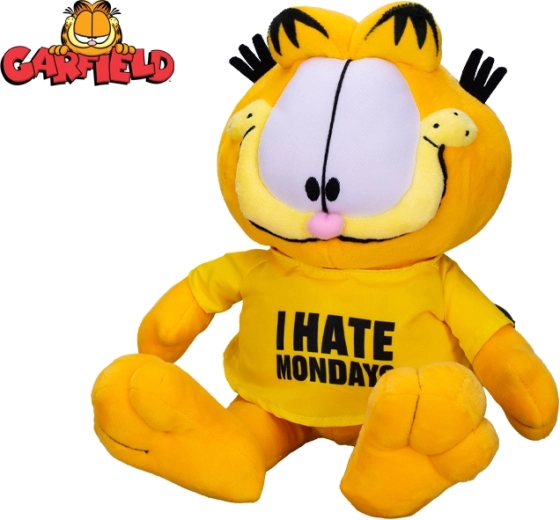 Pluchen kater Garfield 24 cm – zittend, T-shirt I hate Mondays