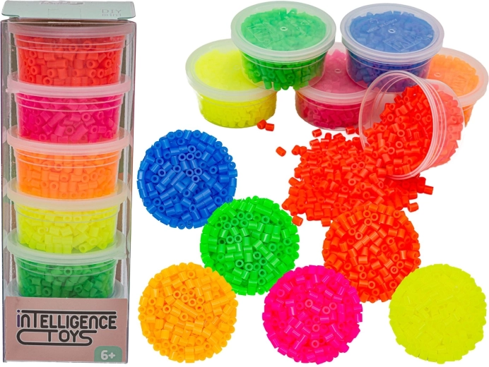 Fluorescerende strijkkralen – navulset 3000 stuks, mix van 6 kleuren