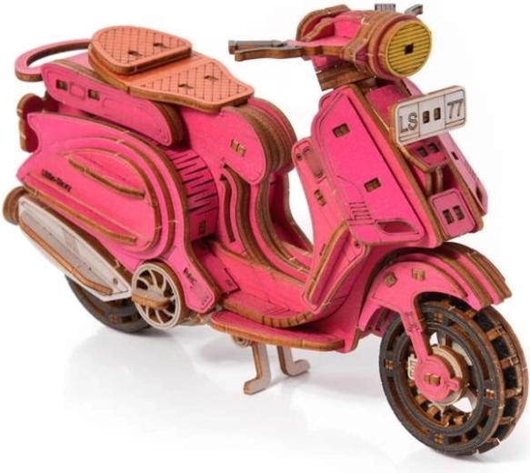 Little Story 3D houten puzzel motorfiets Sting Scooter roze
