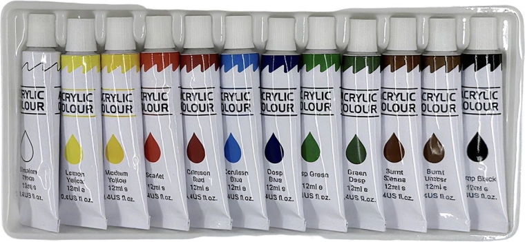 Acrylverf mini – set van 12 kleuren – 1 stuk