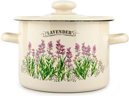 Geglazuurde pan met deksel 2 l Lavendel
