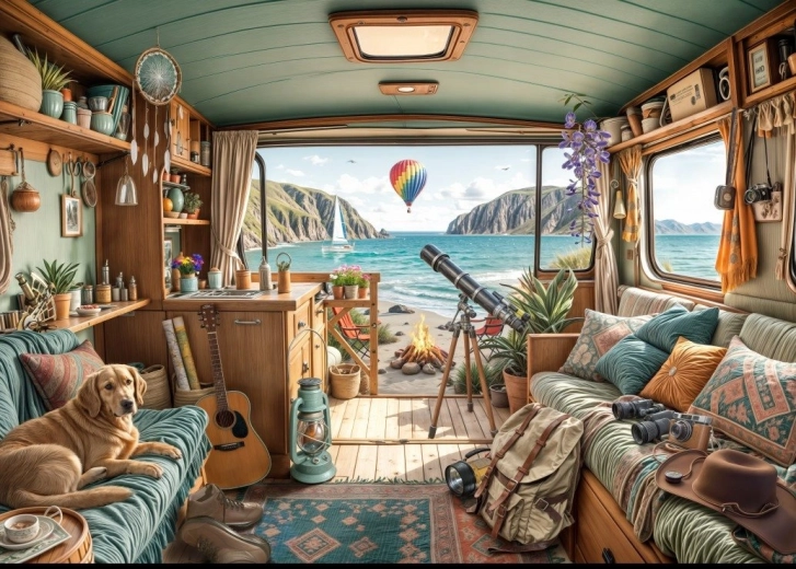 Puzzel Kamperen aan de Kust 500 stukjes BLUEBIRD