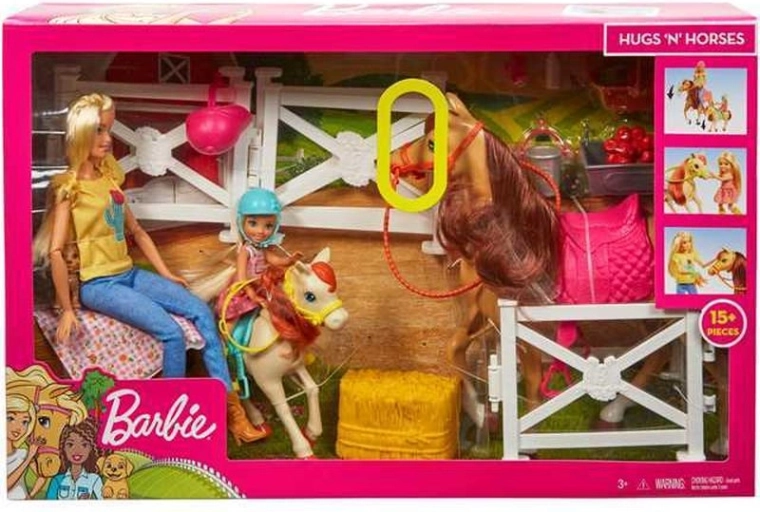Barbie-stal met paarden, Barbie- en Chelsea-poppen en accessoires