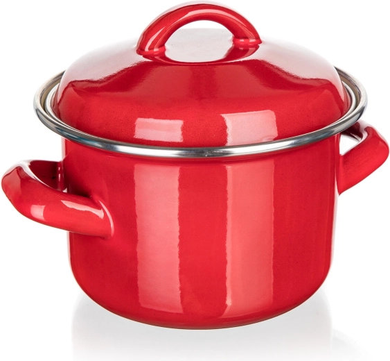 Geëmailleerde pan met deksel 12 cm 0,78 l MILTON rood