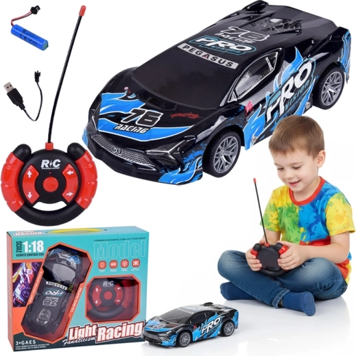 RC sportauto met verlichte carrosserie 1:18 – blauw