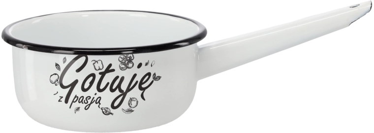 Geëmailleerde steelpan met handgreep 1,5 l, 16 cm, wit Gotuję z pasją