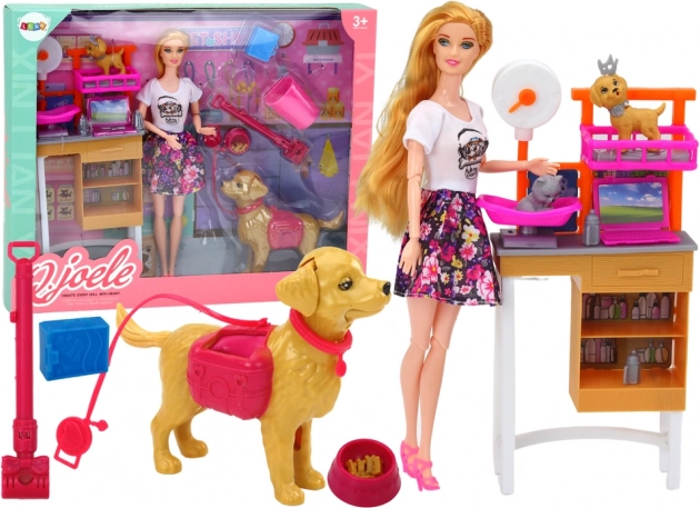 Belevingsset met pop en huisdiertjes – dierenartszorg en grooming