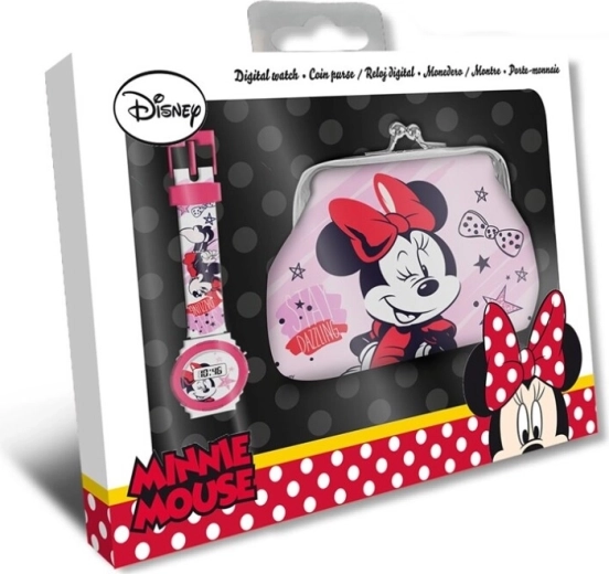 Minnie Mouse cadeauset horloge en portemonnee in een doosje - 1 stuk