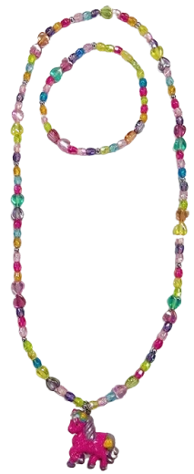 Sieradenset met hanger roze paardje