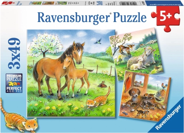 RAVENSBURGER puzzel – dierlijke knuffels, 3×49 stukjes